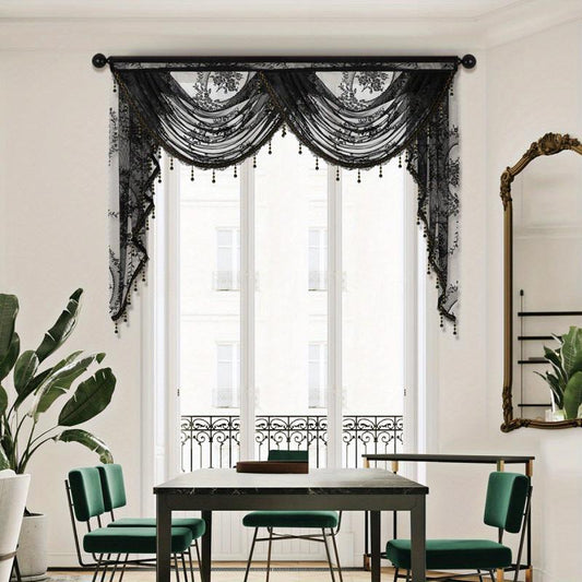 European Style Lace Valance Flower Pattern Curtain