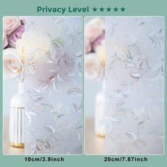 Vintage Curly Leaf Privacy Window Film Translucent No Glue Frosted Static