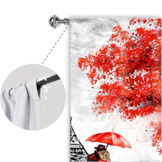 2pcs Paris Eiffel Tower Print Curtains Rod Pocket Top