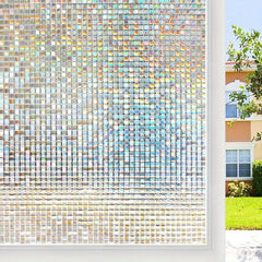 Rainbow Stained Glass Window Privacy Film 3D Holographic Vinyl