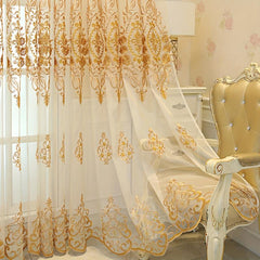 Geometric Embroidered Sheer Curtain for Living Room