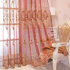 Geometric Embroidered Sheer Curtain for Living Room