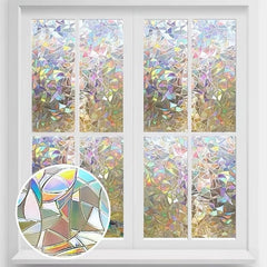 Rainbow Privacy Window Film Stained Glass Sticker Anti UV Sun Blocker
