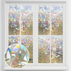 Rainbow Privacy Window Film Stained Glass Sticker Anti UV Sun Blocker