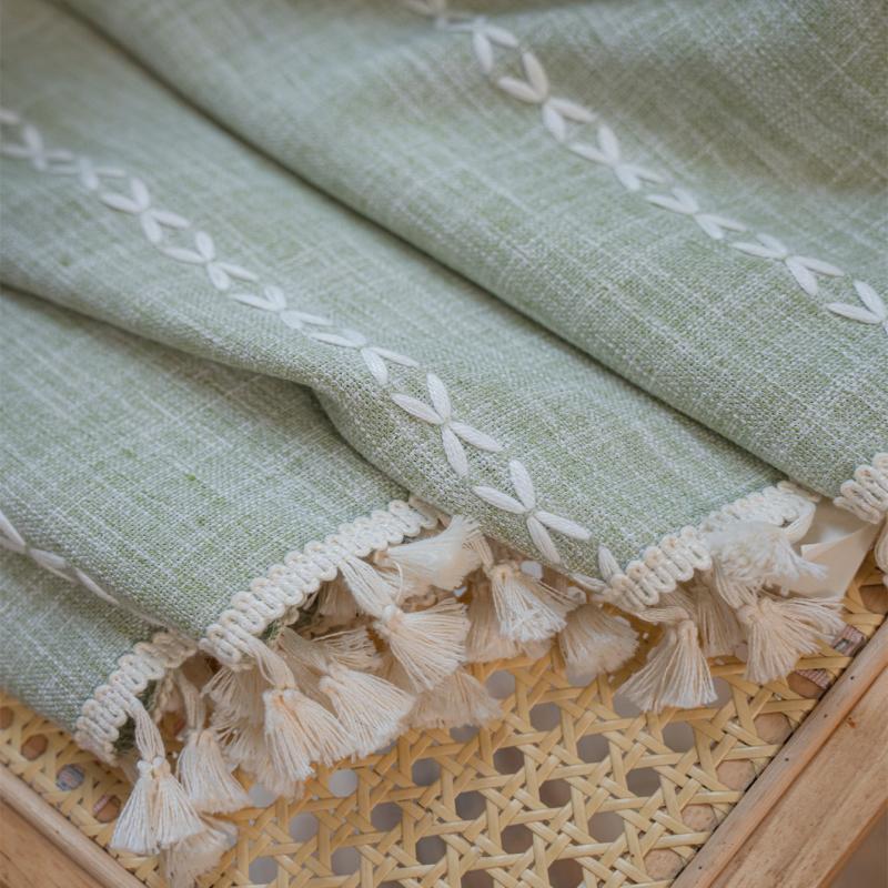 American Bohemian Curtain Cotton Linen Knitted Jacquard Curtain