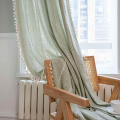 American Bohemian Curtain Cotton Linen Knitted Jacquard Curtain