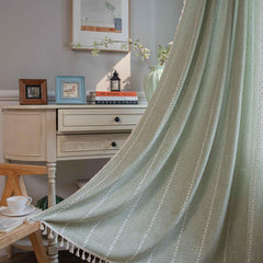 American Bohemian Curtain Cotton Linen Knitted Jacquard Curtain