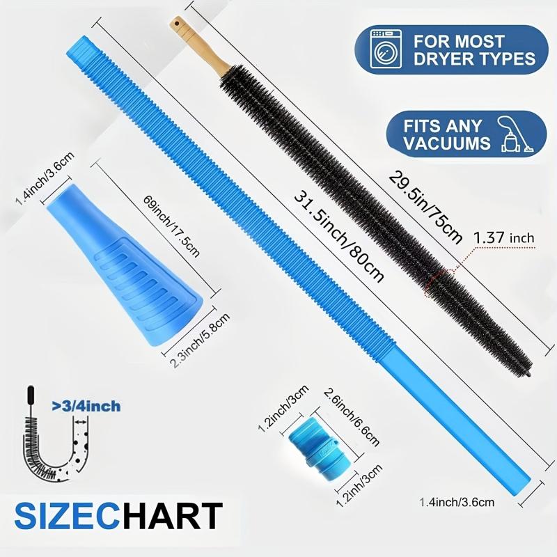 Dryer Vent Cleaner Kit + Lint Brush Vacuum Hose Attachment