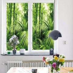 Green Forest Privacy Window Film for Home Decor