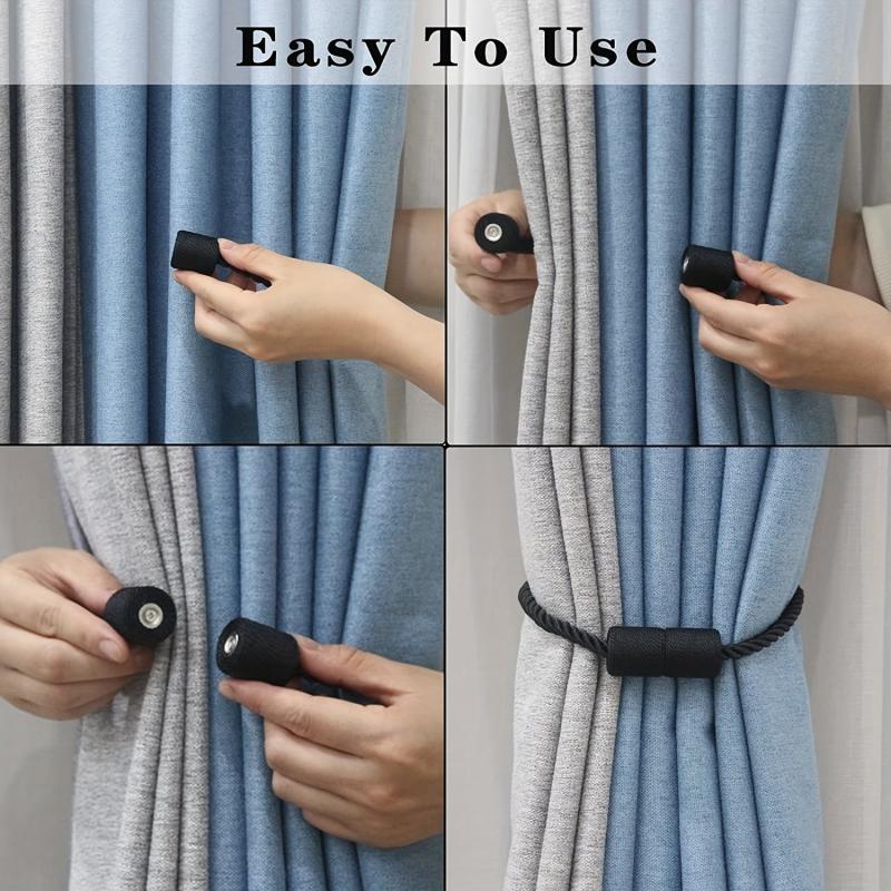 2pcs Magnetic Curtain Tiebacks Modern Rope Tiebacks For Drapes