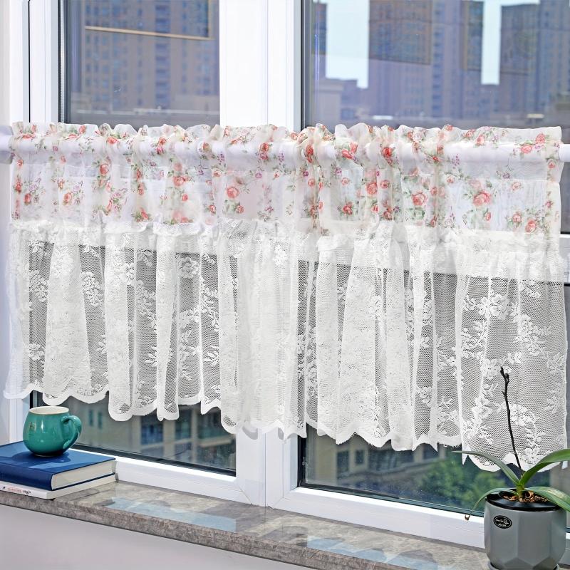 French Floral Short Curtain Romantic Kitchen Bedroom Decor Semi-Shading