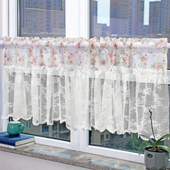 French Floral Short Curtain Romantic Kitchen Bedroom Decor Semi-Shading