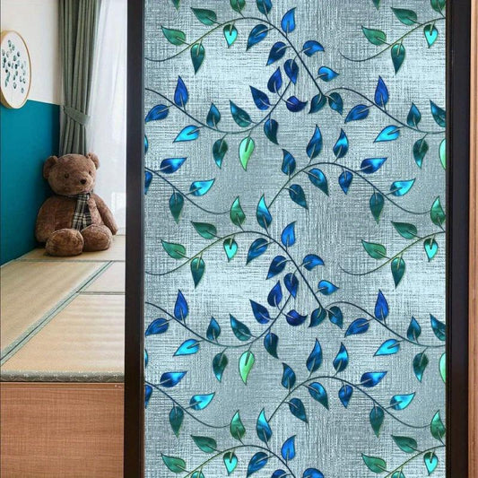 Vintage Leaf Pattern European Painted Art Blackout Privacy PVC Window Film
