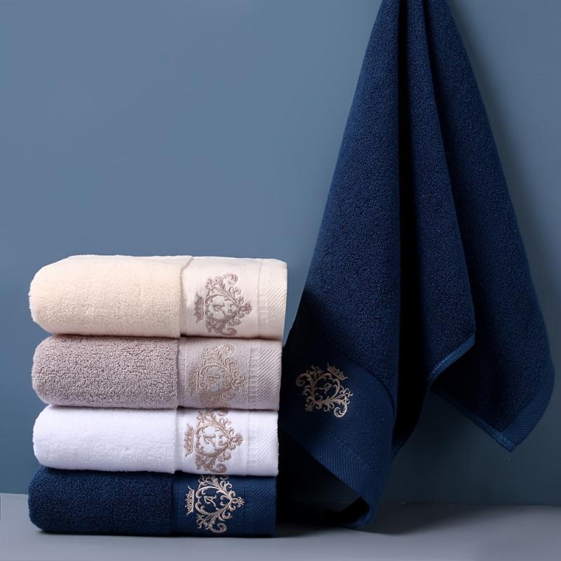 4pcs Crown Pattern Embroidered Towel Set Soft Absorbent Not Faded