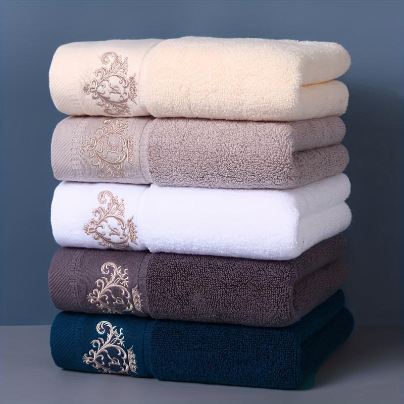 4pcs Crown Pattern Embroidered Towel Set Soft Absorbent Not Faded