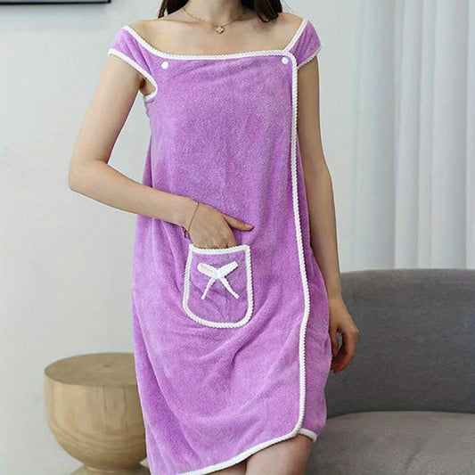 Coral Velvet Spa Wrap Towel with Thick Straps for Women
