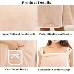 Coral Velvet Shower Skirt Soft Absorbent Bath Towel