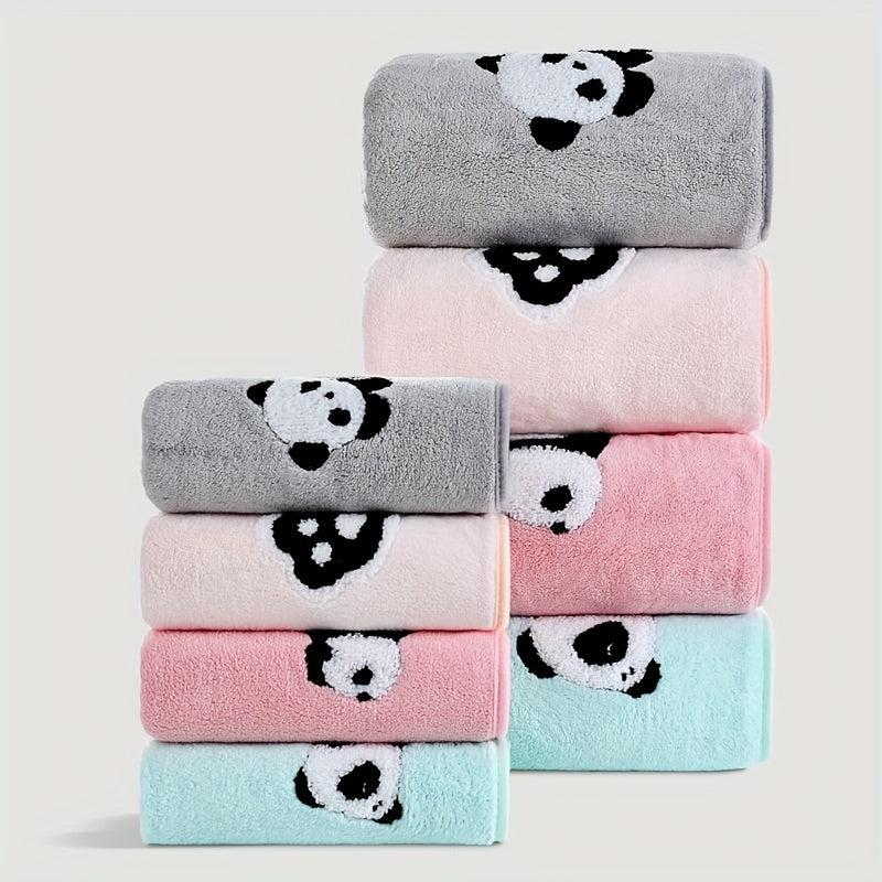 2pcs Panda Hand Towel and Bath Towel Set for Adults Coral Velvet Material