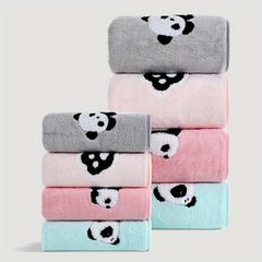 2pcs Panda Hand Towel and Bath Towel Set for Adults Coral Velvet Material