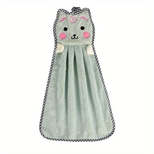 6pcs Cartoon Kitten Hand Towel Absorbent Soft Coral Velvet