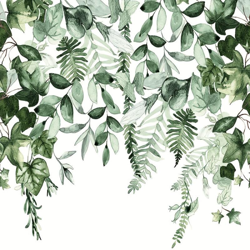 Small Fresh Leaf Printed Shower Curtain Waterproof Bathroom Decor