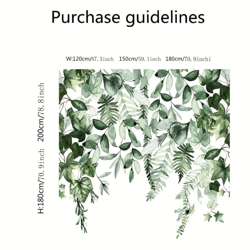 Small Fresh Leaf Printed Shower Curtain Waterproof Bathroom Decor