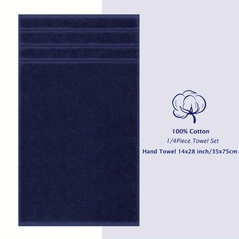 4pcs Hand Towels Set Soft Cotton for Bathroom Navy Quick Drying Absorbent