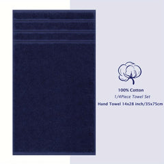 4pcs Hand Towels Set Soft Cotton for Bathroom Navy Quick Drying Absorbent