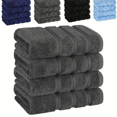 4pcs Solid Cotton Hand Towels Set Ultra Soft Highly Absorbent