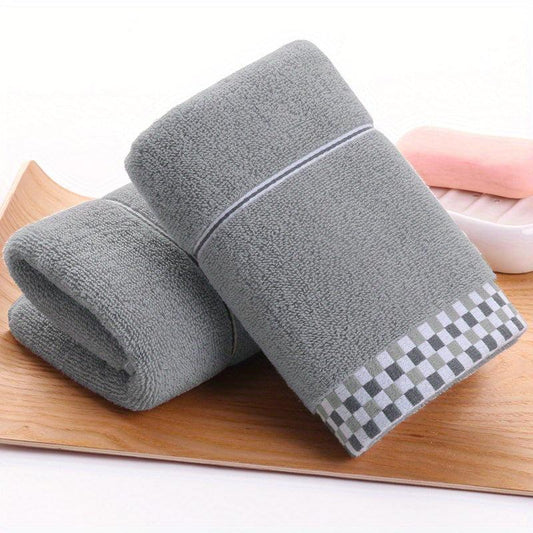 Absorbent Cotton Hand Towel Plaid Pattern Soft And Thickened