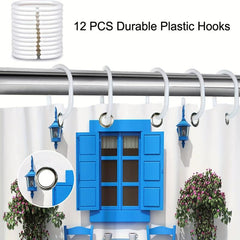 Greek Summer House Pattern Shower Curtain With Hooks