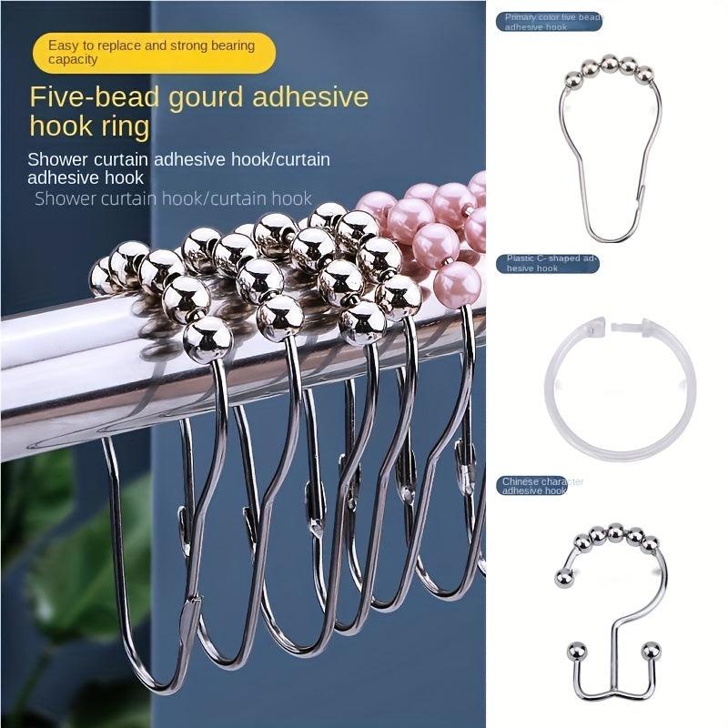 12pc Bead Gourd Design Shower Curtain Hooks