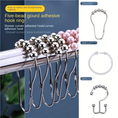 12pc Bead Gourd Design Shower Curtain Hooks