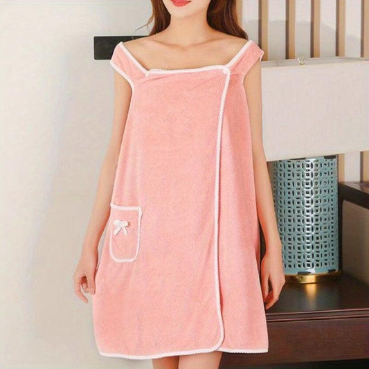 Large Bath Towel Ladies Shower Dress Soft Absorbent Pool Towel Coral Fleece