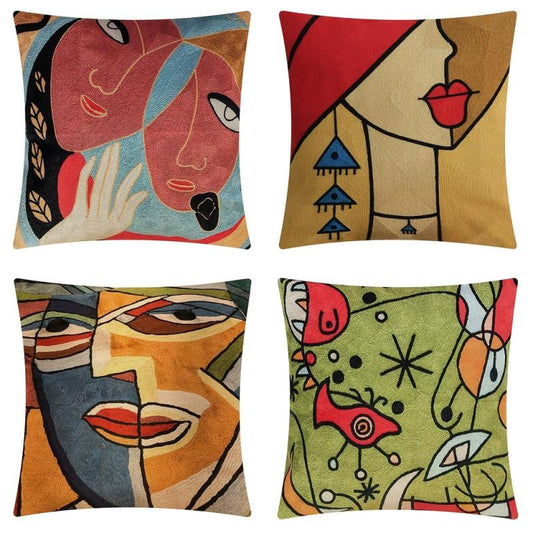 Impressionism Throw Pillow Covers Embroidery Visual Abstract Printed Pillowcase