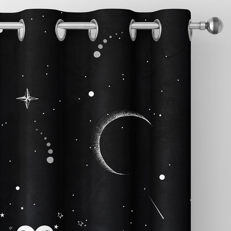 2pcs Sun Moon Curtain Set for Blackout Home Decor