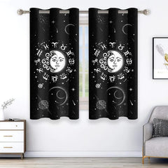 2pcs Sun Moon Curtain Set for Blackout Home Decor