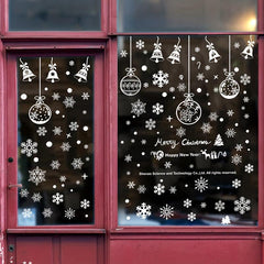 6pcs Christmas Glass Window Stickers Snowflake Bells Holiday Decor