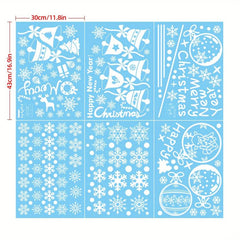 6pcs Christmas Glass Window Stickers Snowflake Bells Holiday Decor