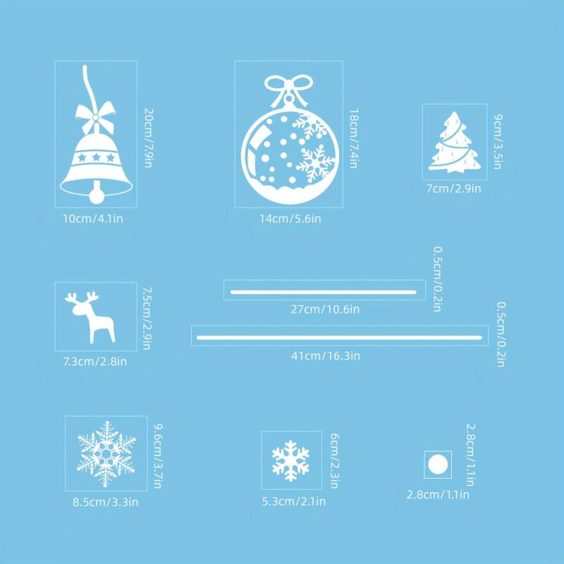 6pcs Christmas Glass Window Stickers Snowflake Bells Holiday Decor