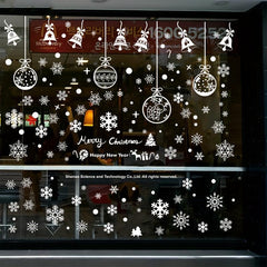 6pcs Christmas Glass Window Stickers Snowflake Bells Holiday Decor
