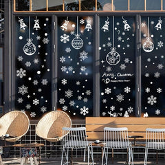 6pcs Christmas Glass Window Stickers Snowflake Bells Holiday Decor