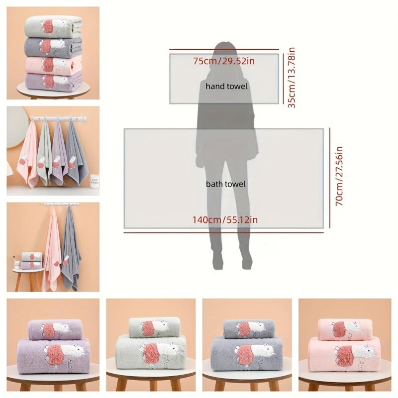 2pcs Embroidered Hand Towel Set Soft Skin-friendly Face Towel