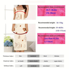 Rabbit Pattern Microfiber Bathrobe Towel Wearable Wrap Skirt Soft Absorbent