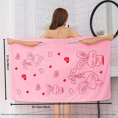 Rabbit Pattern Microfiber Bathrobe Towel Wearable Wrap Skirt Soft Absorbent