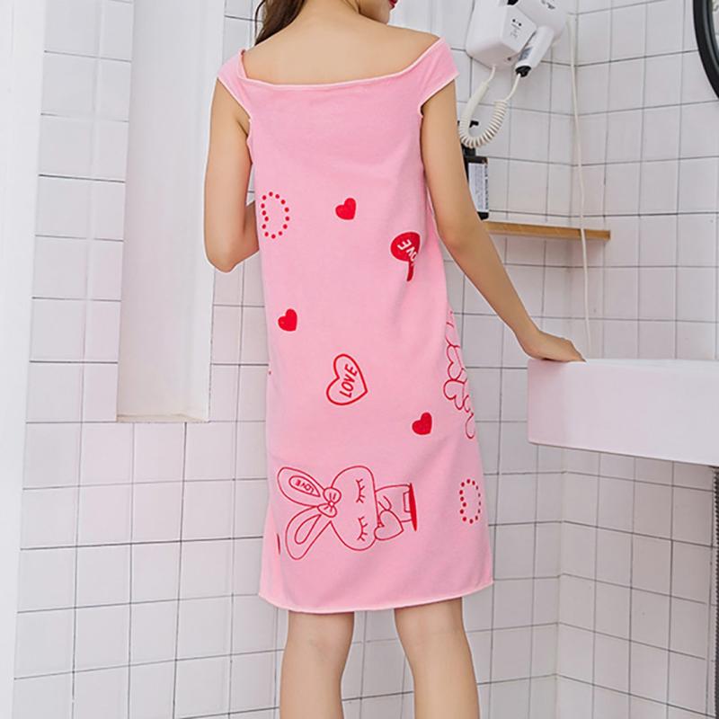 Rabbit Pattern Microfiber Bathrobe Towel Wearable Wrap Skirt Soft Absorbent