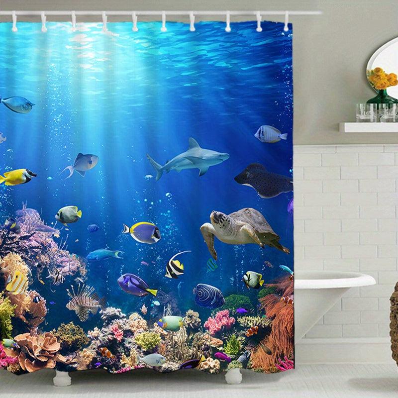 Tropical Ocean Shower Curtain Waterproof Fabric Bath Curtain