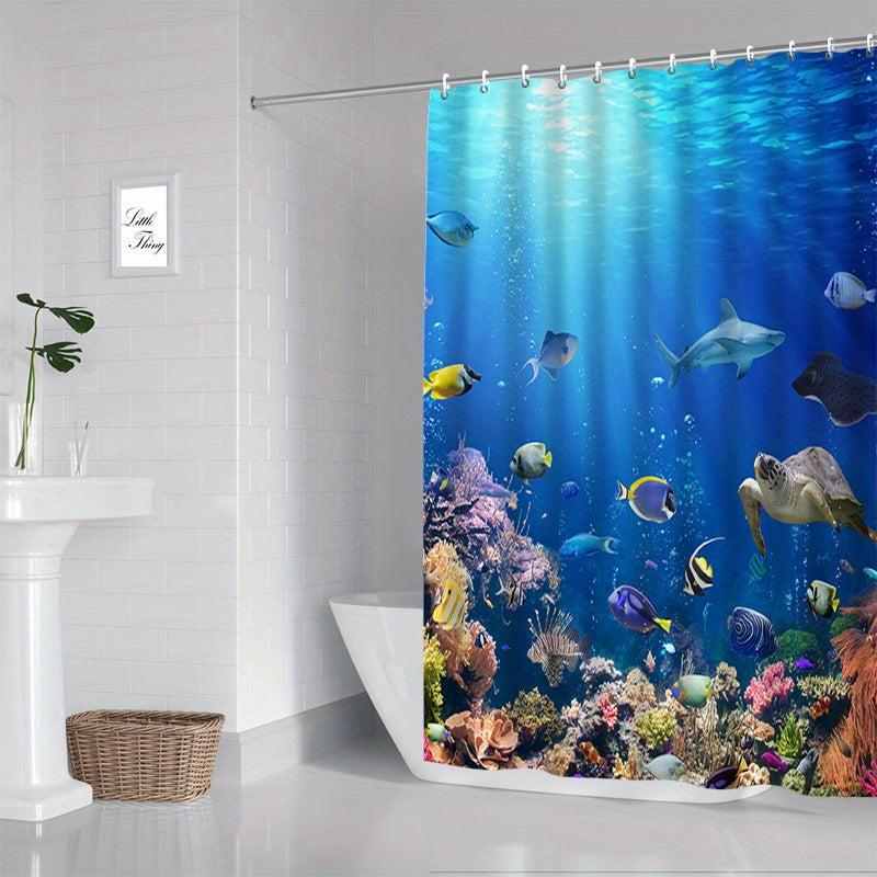 Tropical Ocean Shower Curtain Waterproof Fabric Bath Curtain