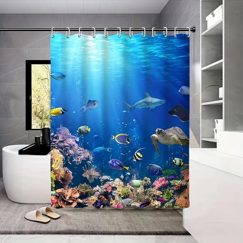 Tropical Ocean Shower Curtain Waterproof Fabric Bath Curtain