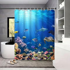 Tropical Ocean Shower Curtain Waterproof Fabric Bath Curtain
